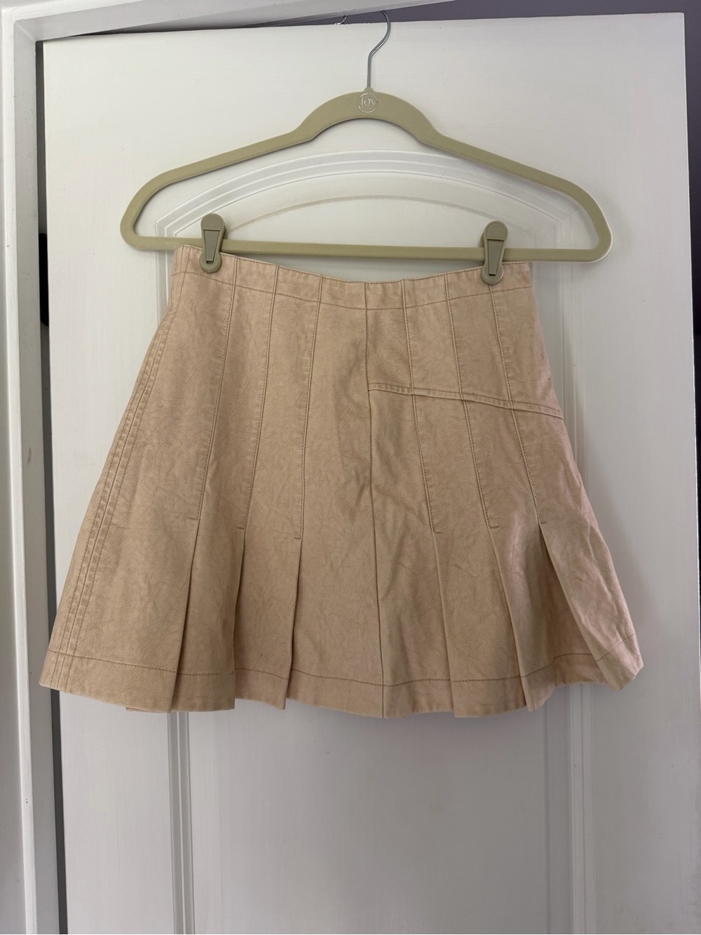Free People Pleated Panel Mini Skirt in Pale Beige